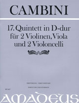 17. Quintett In D-Dur Für 2 Violinen, Viola Und 2 Violoncelli - Erstdruck (GAMBINI GIUSEPPE)