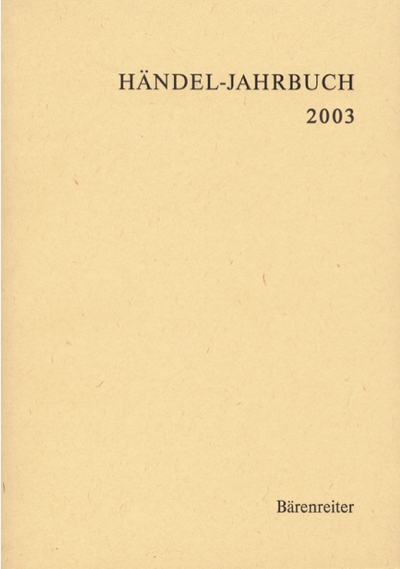 Händel-Jahrbuch 2003, 49. Jahrgang