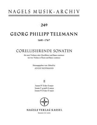 Corellisierende Sonaten Für 2 Violinen (Flöten) Und Basso Continuo. Urtext Der Telemann-Ausgabe. Heft 2