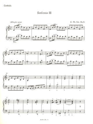 Sinfonie Für Streicher Und Basso Continuo (BACH CARL PHILIPP EMMANUEL)