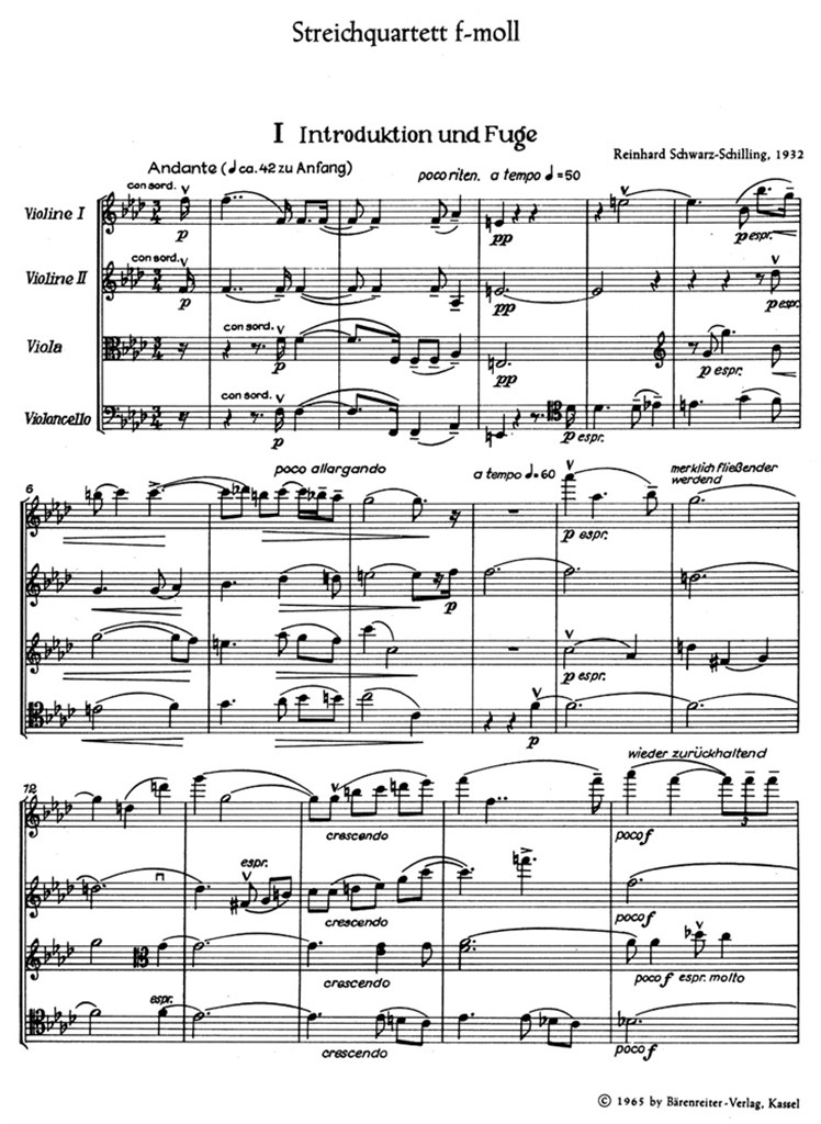 Streichquartett (1932) (SCHWARZ-SCHILLING REINHARD)