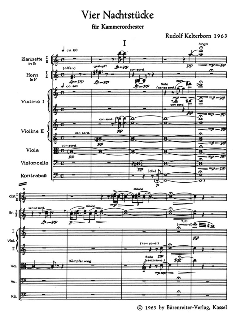 4 Nachtstücke Für Kammerorchester (1963) (KELTERBORN RUDOLF)