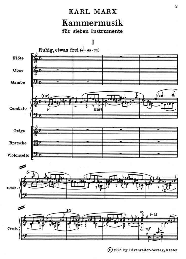 Kammermusik Für Sieben Instrumente (1955) (MARX KARL)