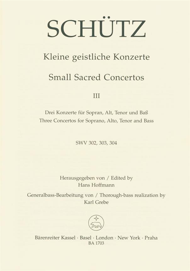 Kleine Geistliche Konzerte. Heft 3 (SCHUTZ HEINRICH)