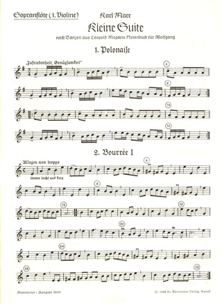 Erste Suite Nach Tänzen Aus Leopold Mozarts Notenbuch Für Wolfgang