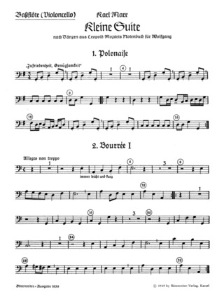 Erste Suite Nach Tänzen Aus Leopold Mozarts Notenbuch Für Wolfgang