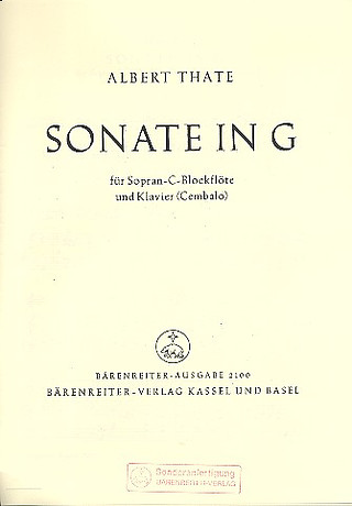 Sonate In G Für Blockflöte Und Klavier (Cembalo) (1950) (THATE ALBERT)