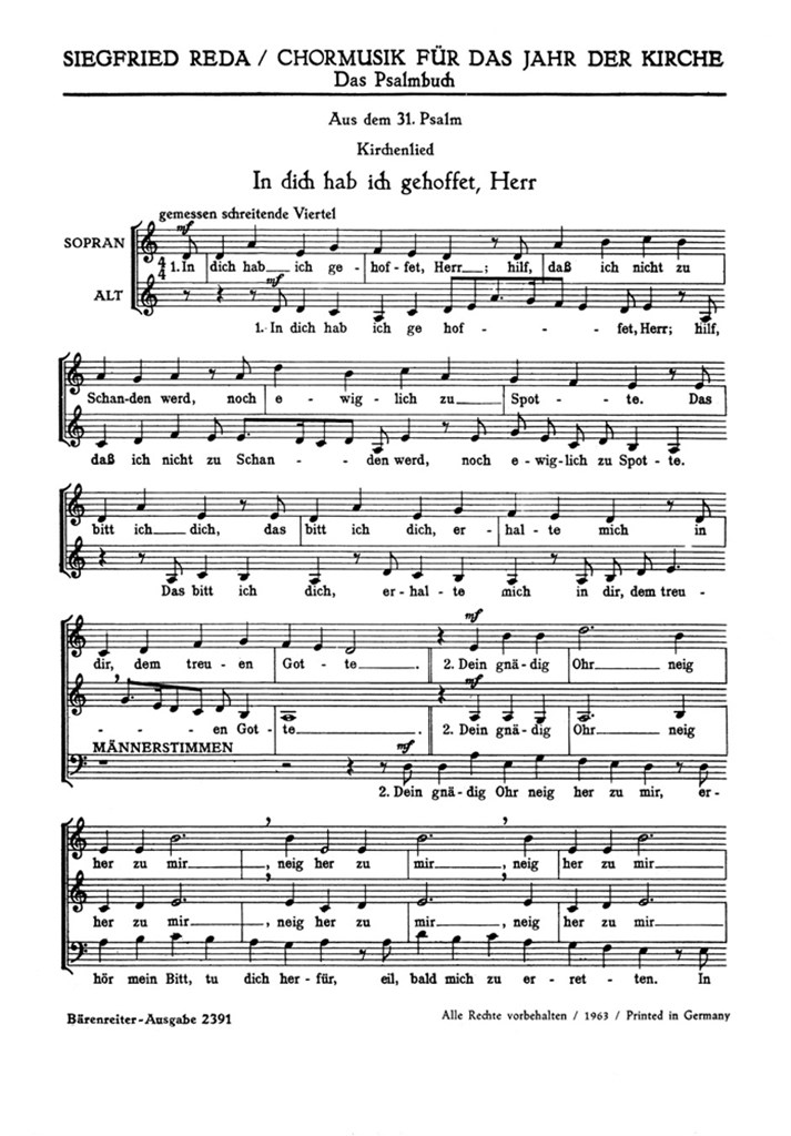 Psalm 31 In Dich Hab Ich Gehoffet, Herr (1948) (REDA SIEGFRIED)