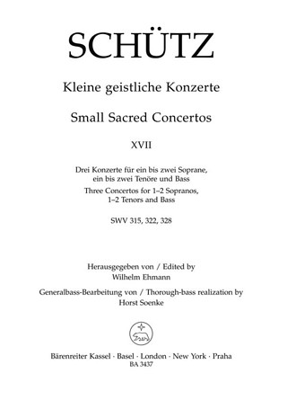 Kleine Geistliche Konzerte, Heft 17 (SCHUTZ HEINRICH)