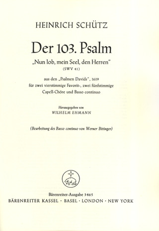 Nun Lob, Mein Seel, Den Herren (Psalm 103) (SCHUTZ HEINRICH)