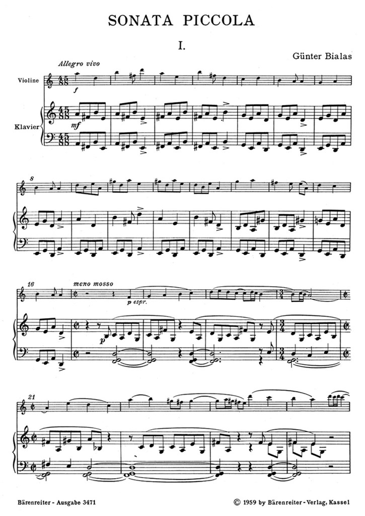 Sonata Piccola Für Violine Und Klavier (1957)