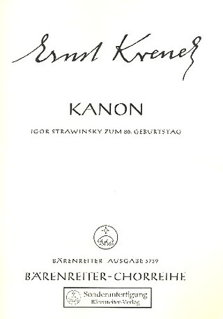 Kanon Für Igor Strawinsky Zum 80. Geburtstag (1962)