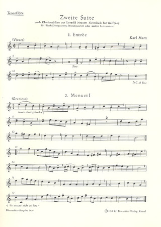 Zweite Suite Nach Tänzen Aus Leopold Mozarts Notenbuch Für Wolfgang