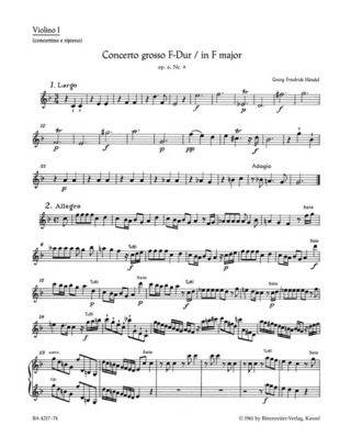 Concerto Grosso Hwv 327