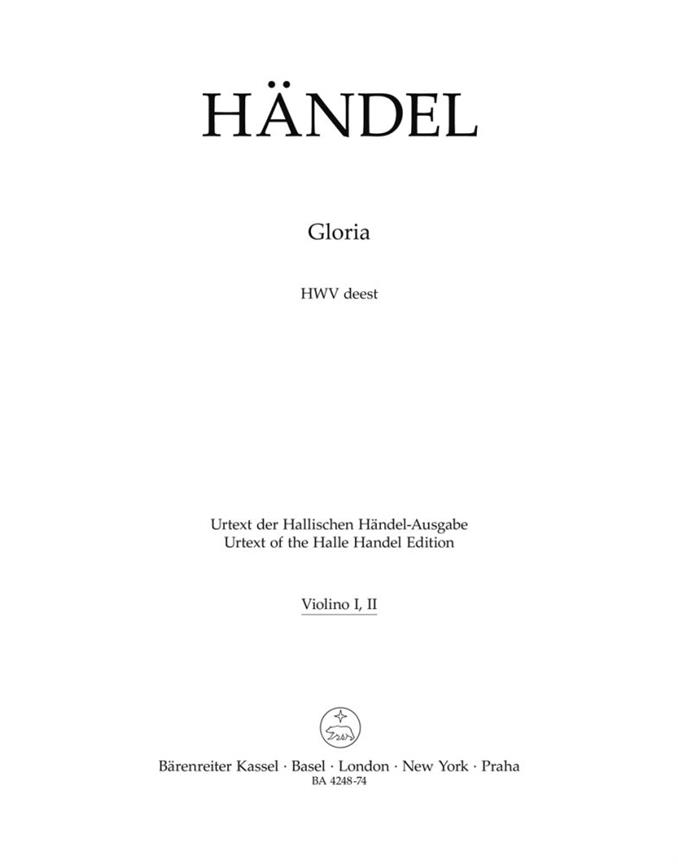 Gloria. Urtext Der Hallischen Händel-Ausgabe (HAENDEL GEORG FRIEDRICH)