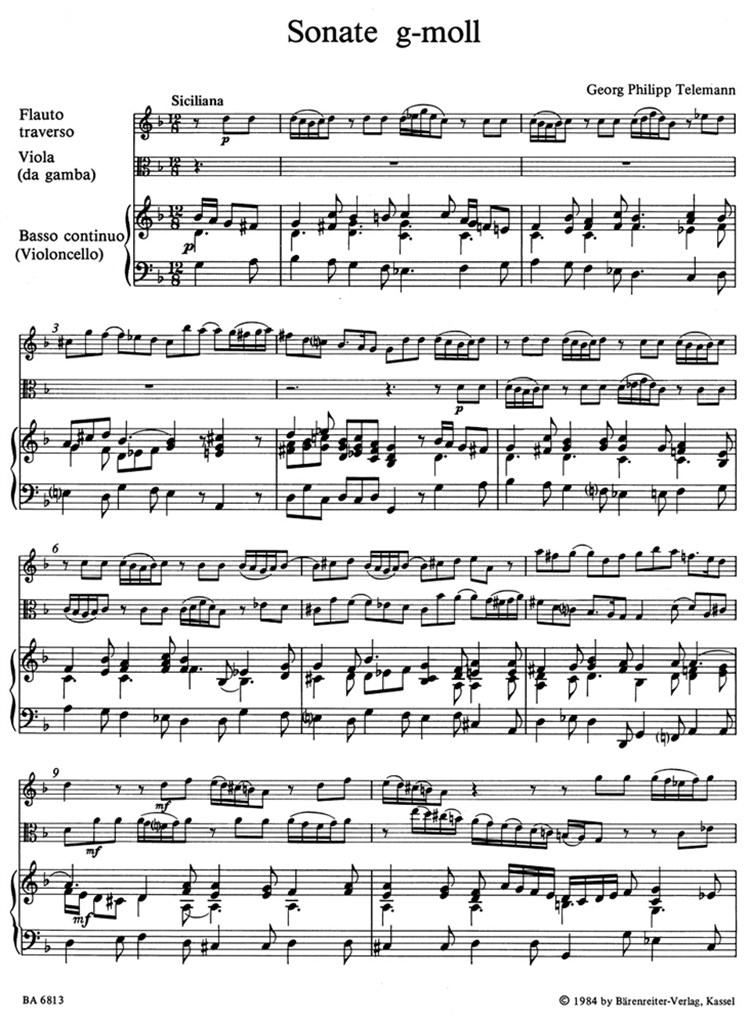 Sonate Für Flöte, Viola (Viola Da Gamba) Und Basso Continuo