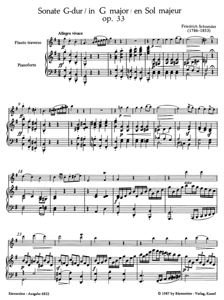 Sonate Für Flöte Und Klavier (SCHNEIDER FRIEDRICH)