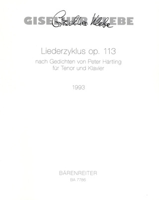 Liederzyklus Nach Gedichten Von Peter Härtling Für Tenor Und Klavier (1993)