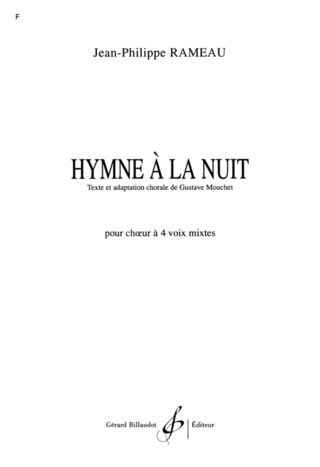 Hymne A La Nuit - Version A 4 Voix Mixtes (RAMEAU JEAN-PHILIPPE)