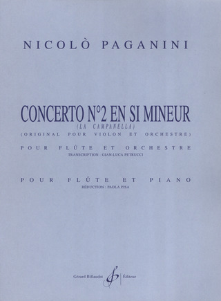 Concerto No2 En Si Mineur - Reduction Flûte Et Piano (PAGANINI NICCOLO)