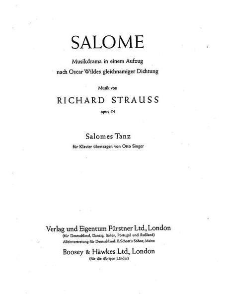 Salome Op. 54 (STRAUSS RICHARD)