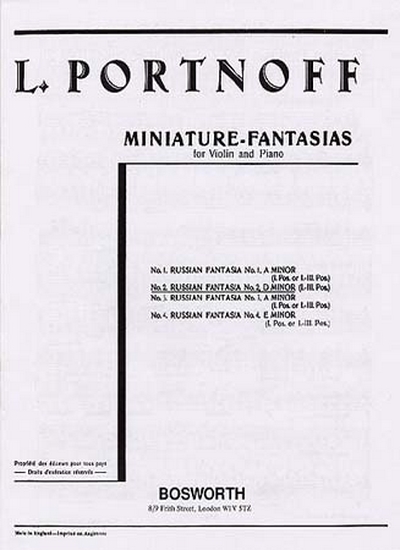 Portnoff Russian Fantasia No2 D Minor Violin/Piano