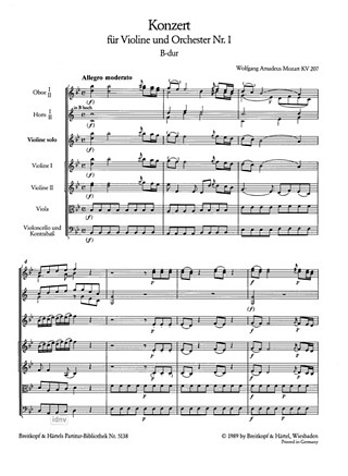 Violinkonzert 1 B-Dur Kv 207 (MOZART WOLFGANG AMADEUS)