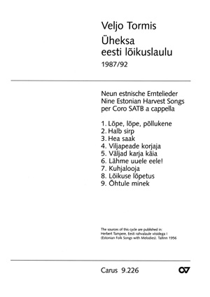Tormis: 9 Eesti Löskulaulu (TORMIS VELJO)