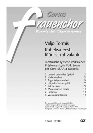 Tormis: 8 Estnische Lyrische Volkslieder (TORMIS VELJO)