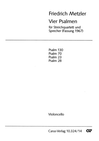 Metzler: Vier Psalmen Für Streichquartett Und Sprecher (METZLER FRIEDRICH)