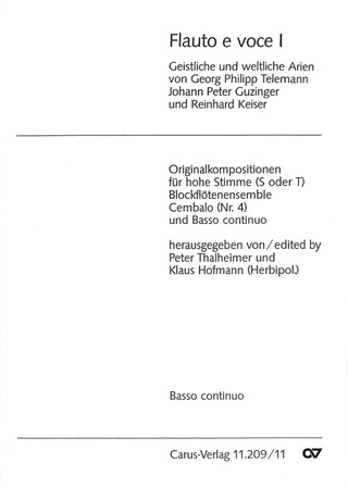 Flauto E Voce I (GUZINGER JOHANN PETER / KEISER REINHARD / TELEMANN)