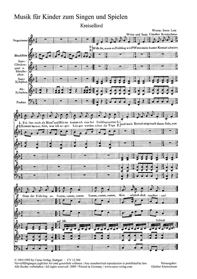 4 Chorsätze Für Kinderchor Von Ehlers, Kretzschmar Und Tzschoppe (EHLERS ERICH / KRETZSCHMAR GUNTHER / TZSCHOPPE EBE)