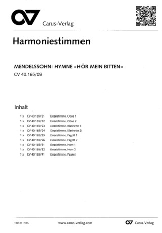Mendelssohn: Hör Mein Bitten (2 Fassungen) (MENDELSSOHN-BARTHOLDY FELIX)