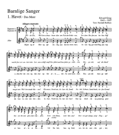 Grieg: Barnlige Sanger (7 Kinderlieder) (GRIEG EDVARD)