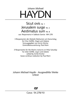Haydn, J.M.: Sicut Ovis, Jerusalem Surge, Aestimatus Sum (HAYDN JOHANN MICHAEL)