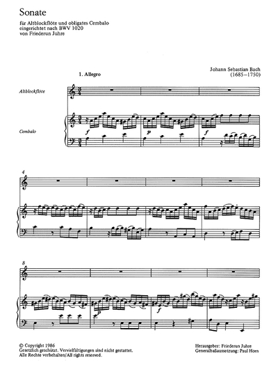 Sonate In G (BACH JOHANN SEBASTIAN)