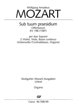 Sub Tuum Praesidium (MOZART WOLFGANG AMADEUS)