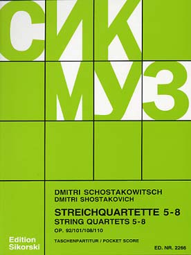 Quatuor A Cordes #5 A 8 - 1 Vol. (CHOSTAKOVITCH DIMITRI)