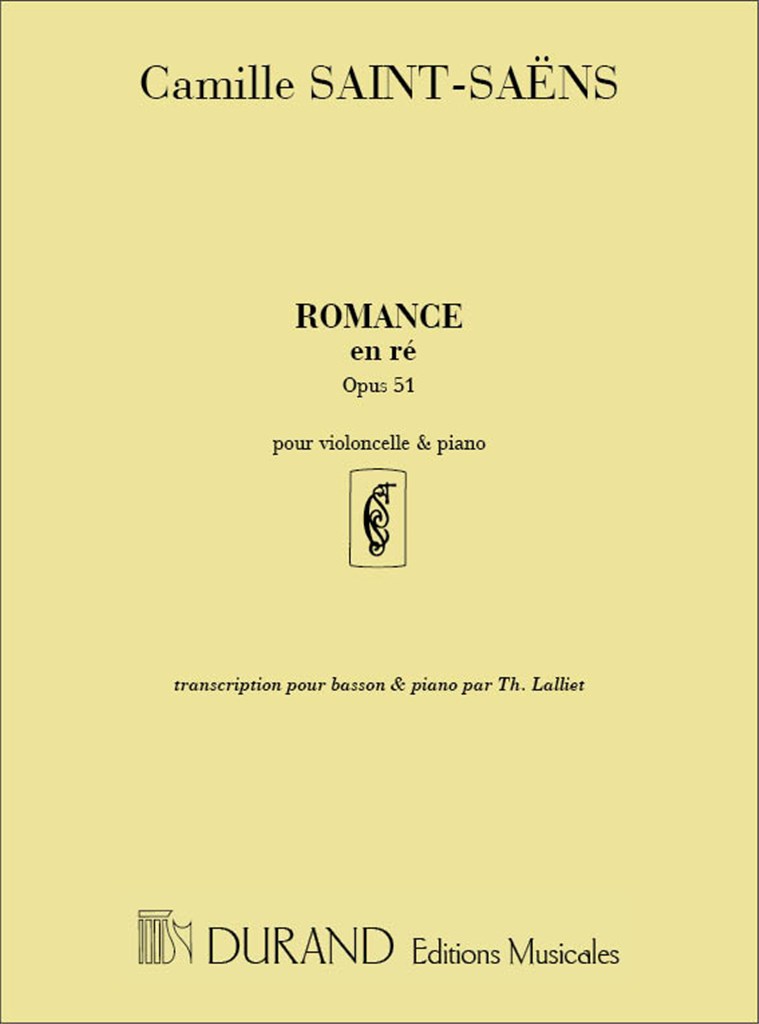 Romance En Re Majeur Pour Violoncelle (Ou Violon) Et Piano Op. 51. Transcription Pour Hautbois Et Piano