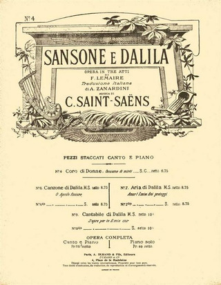 Samson Et Dalila N 4 It/Fr Choeur/Piano
