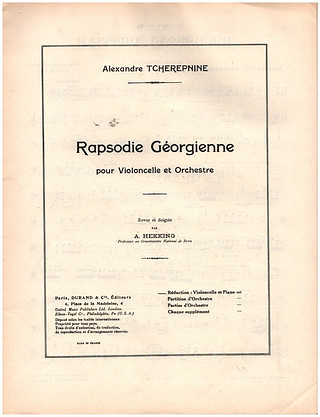 Rhapsodie Georgienne Vlc/Piano (TCHEREPNINE)