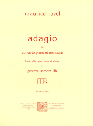 Concerto En Sol Adagio Violon/Piano (Samazeuilh) (RAVEL MAURICE)
