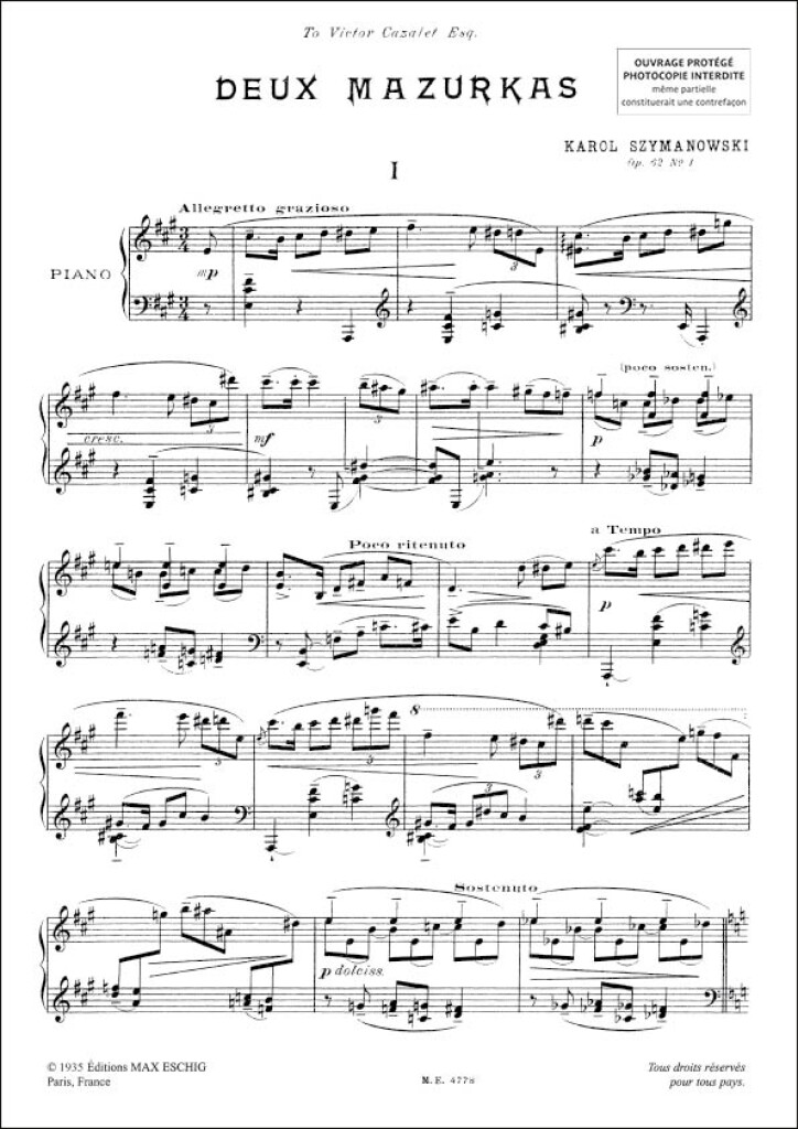 2 Mazurkas, Op. 62 - Pour Piano (SZYMANOWSKI KARL)