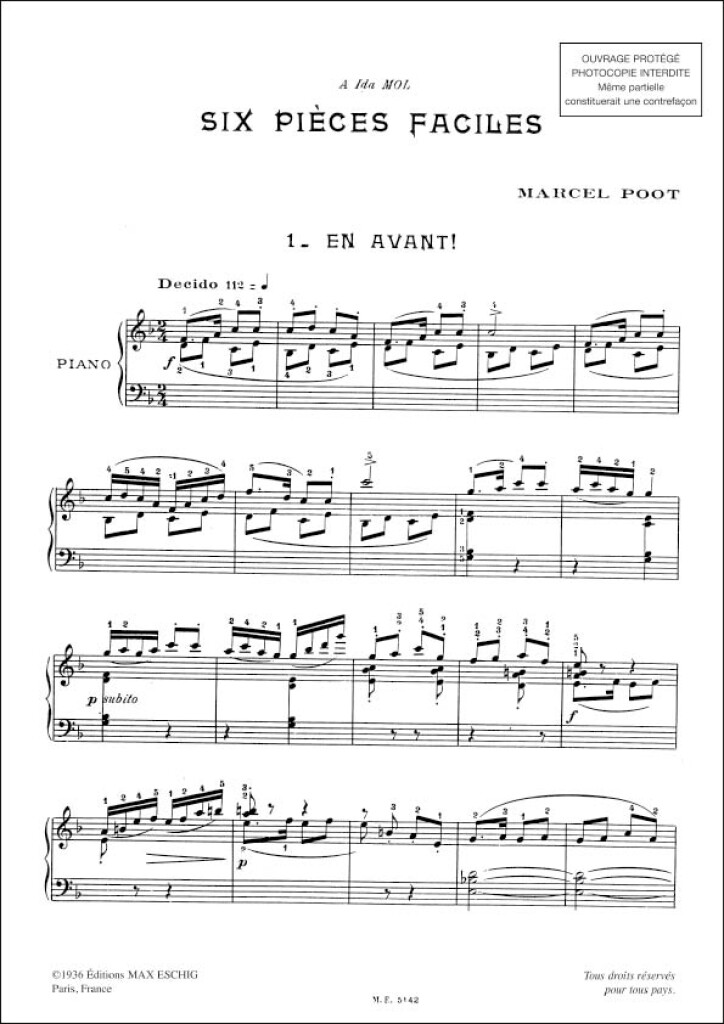 6 Pieces Faciles Piano (POOT MARCEL)