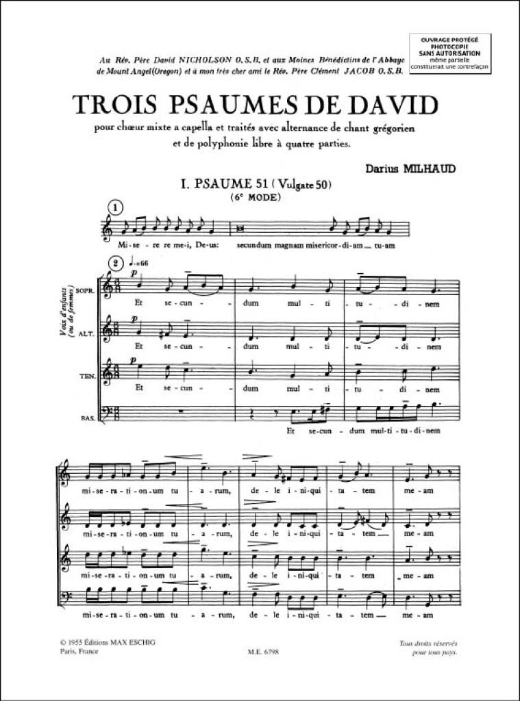3 Psaumes De David, Pour Choeur Mixte A Capella