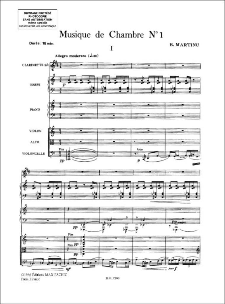 Musique De Chambre N 1 Poche (Cl/Alto/Vlc/Piano/Harpe 1959