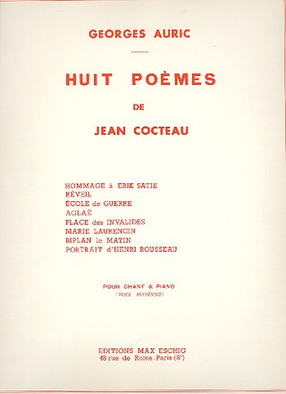 8 Poemes De Cocteau Chant/Piano
