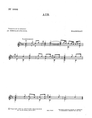 Air (Pujol 1092) Guitare (RAMEAU JEAN-PHILIPPE)