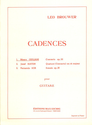 Cadence Concerto Op. 30 Guitare Par Brouwer
