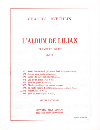 Album Lilian 1S N 8 Op. 139 Pleurs Flûte/Piano